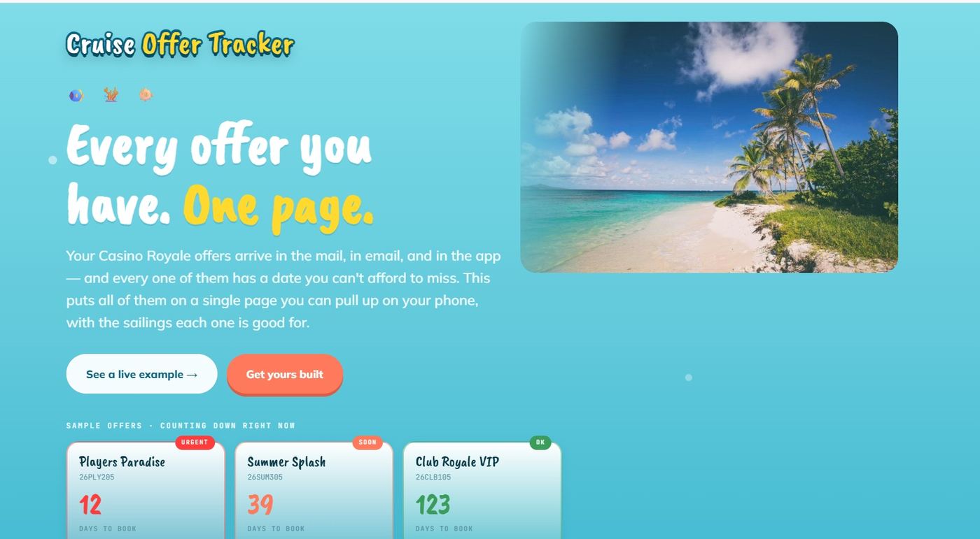 The Cruise Offer Tracker website